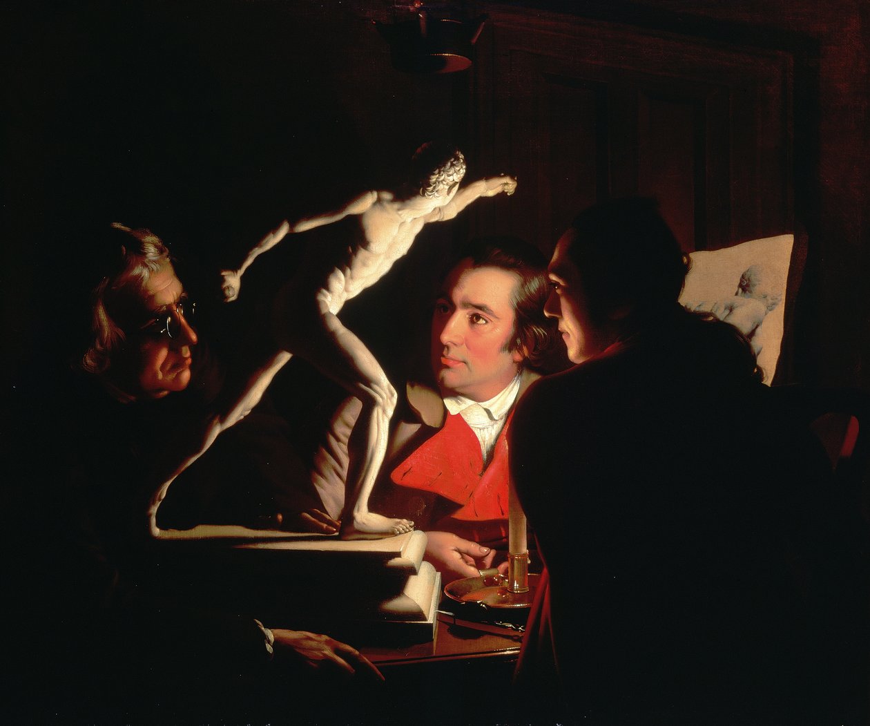 Mum Işığında Gladyatöre Bakan Üç Kişi, c.1764-65 by Joseph Wright of Derby