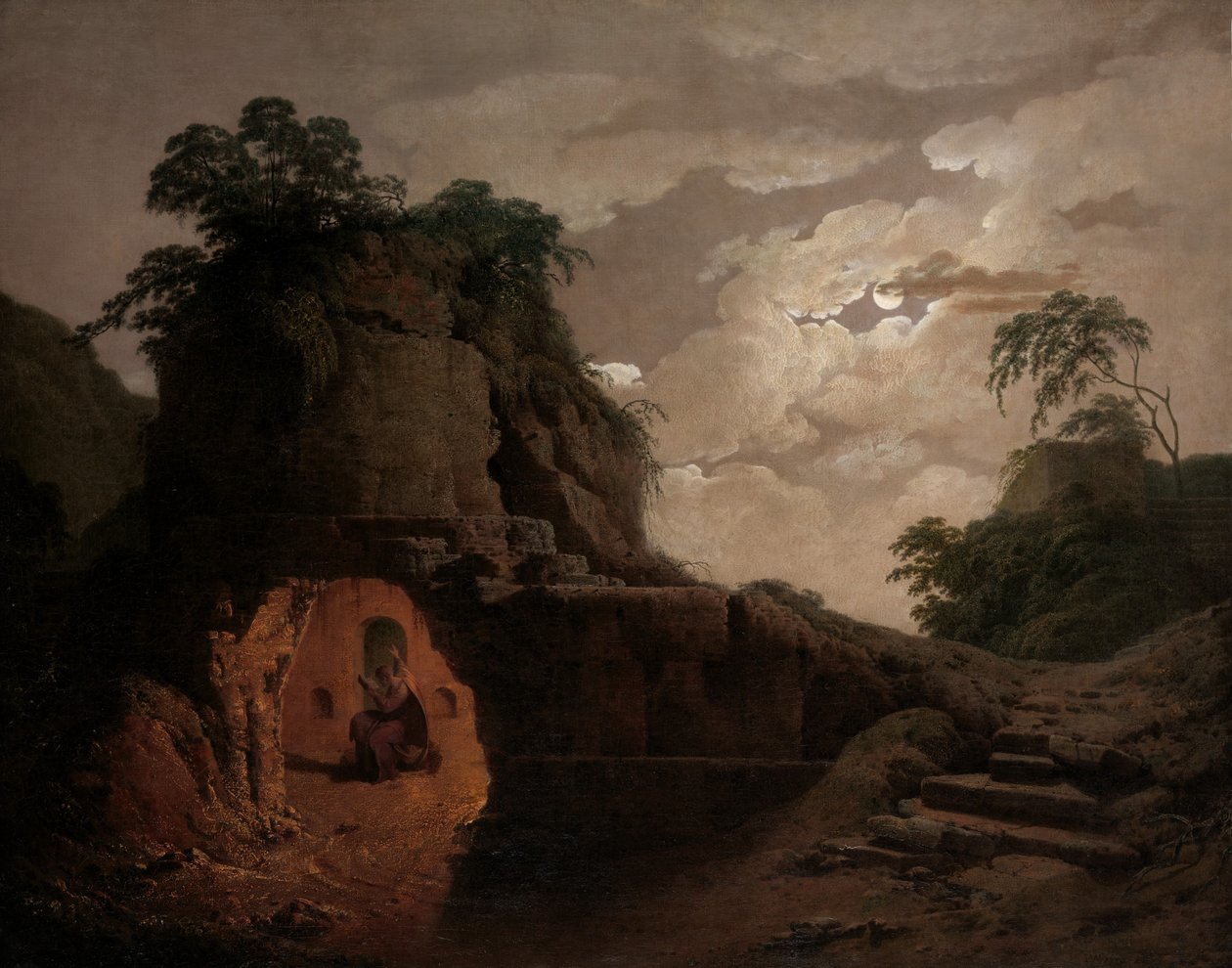 Ay Işığında Virgils Mezarı, Silius Italicus Declaiming ile, 1779. by Joseph Wright of Derby