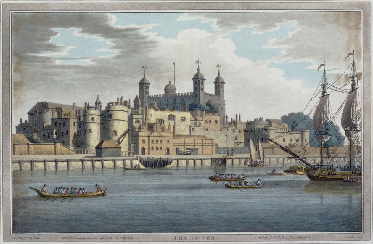 Londra Kulesi, J. C. Stadler (fl.1780-1812) tarafından oyulmuş, 1795 yayınlandı by Joseph after Farington