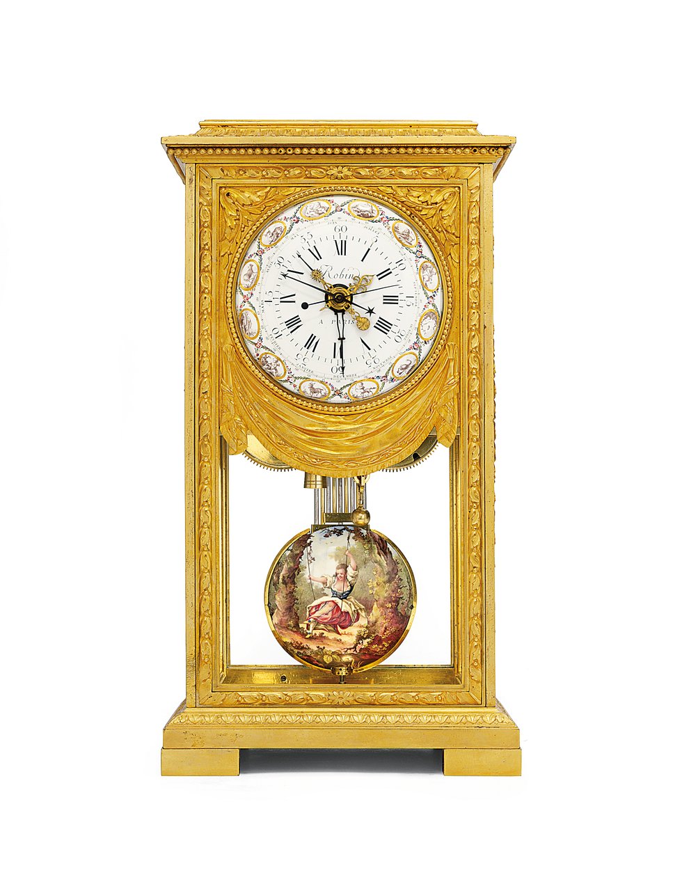 Louis XVI aylık ortalama ve remontoire ile güneş saati mantel regülatörü by Joseph and Robin Robert  Coteau