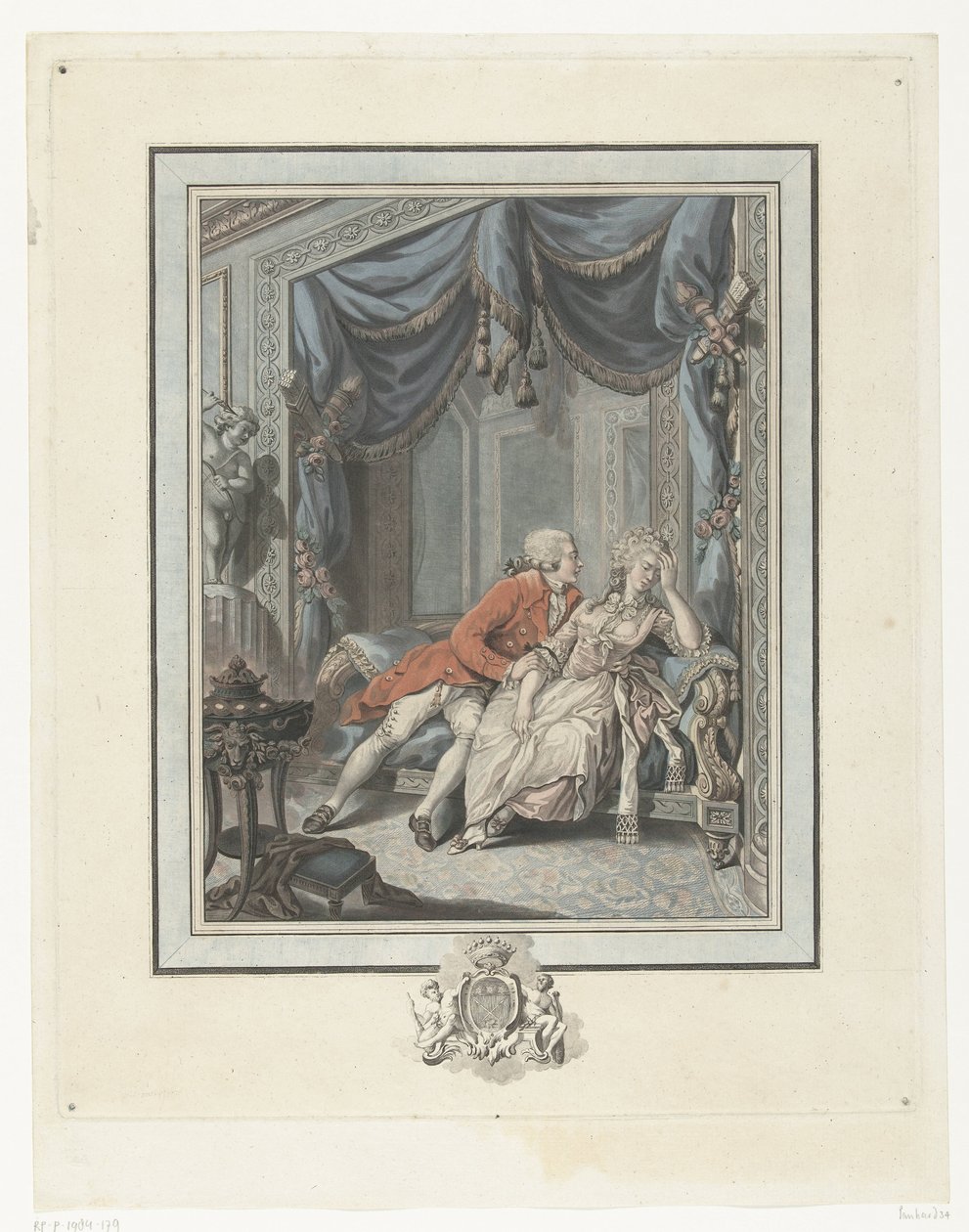 Bir bayanı baştan çıkarmaya çalışan genç adam à la vertu dönüşü by Joseph de Longueil