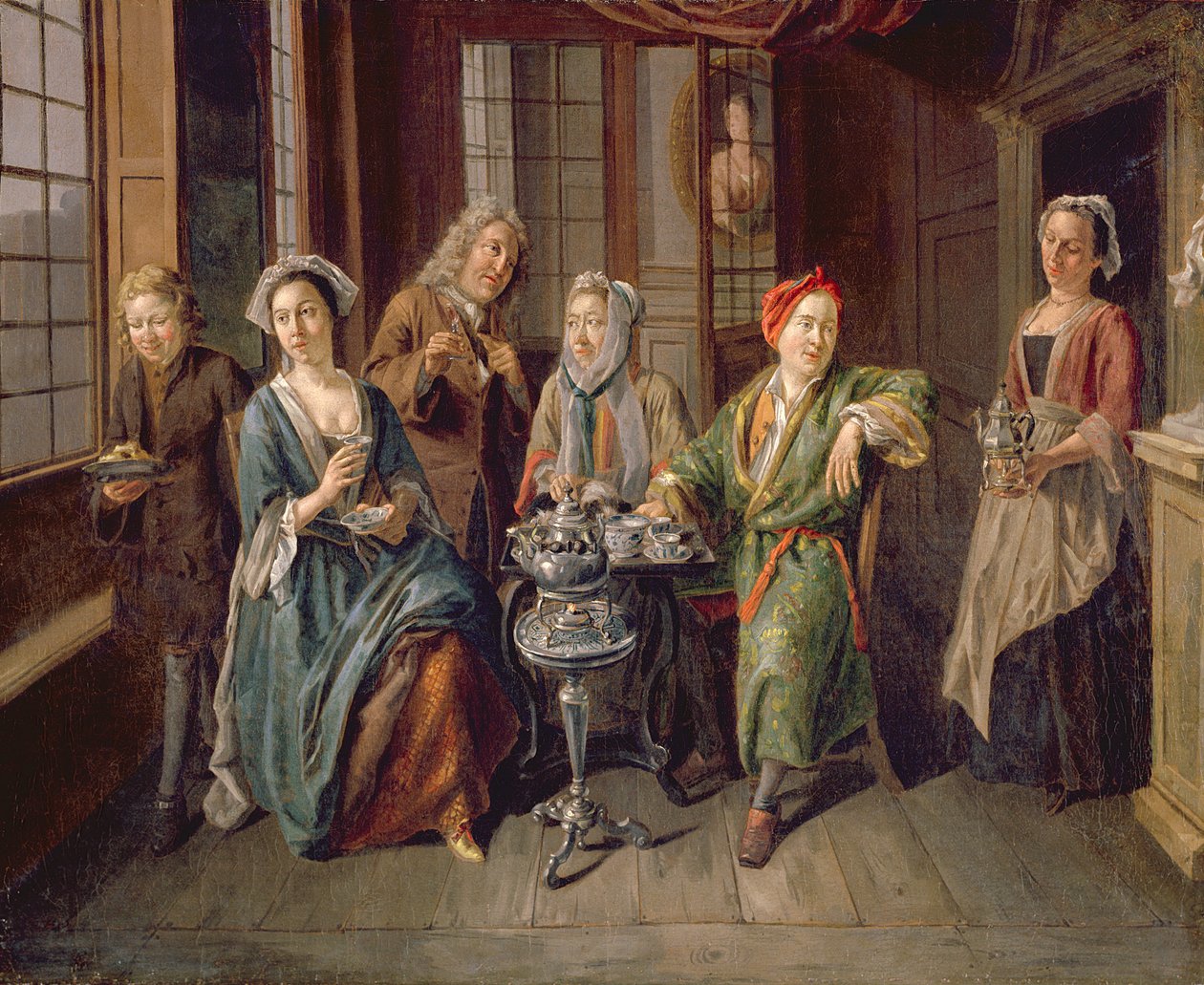 Bir Çay Partisi, 1720 dolayları (tuval üzerine yağlıboya) by Joseph van Aken