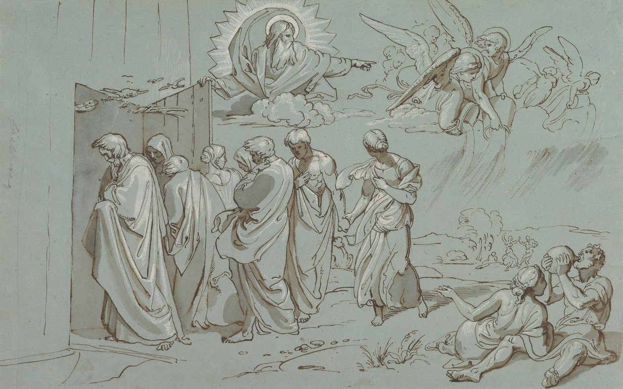 Tanrı Nuh ve Ailesini Gemiye Çağırır, 1827 . by Joseph von Fuhrich