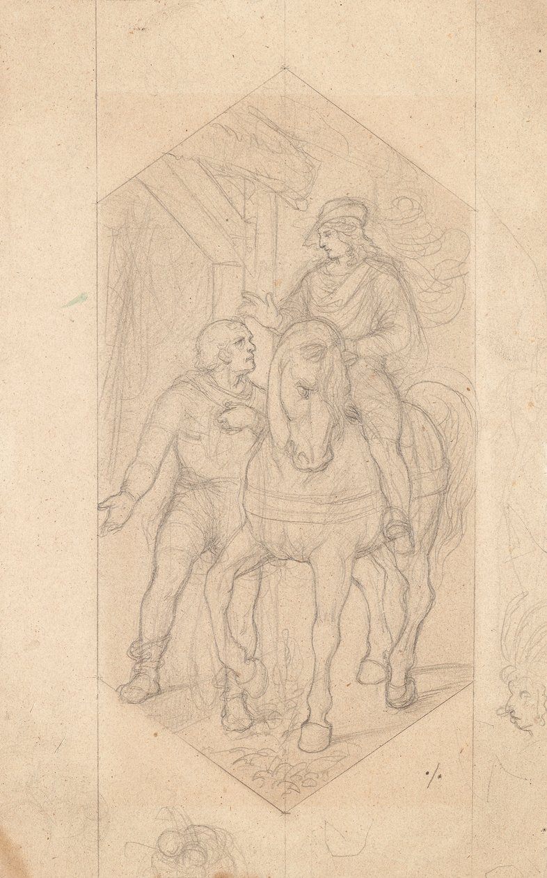 Binici ve adam yaya by Joseph von Fuhrich