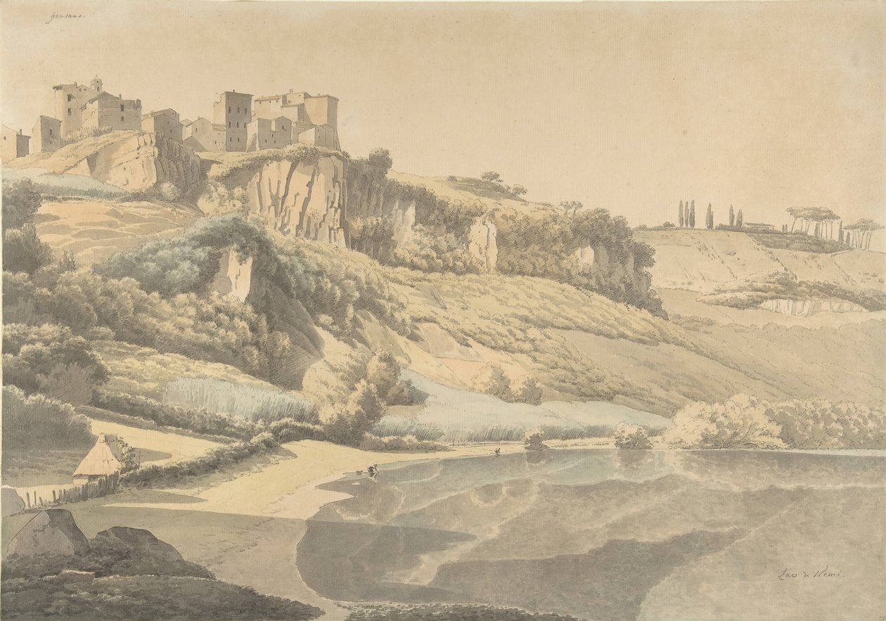 Genzano ve Nemi Gölü, 19. yüzyılın başlarında. by Josephus Augustus Knip