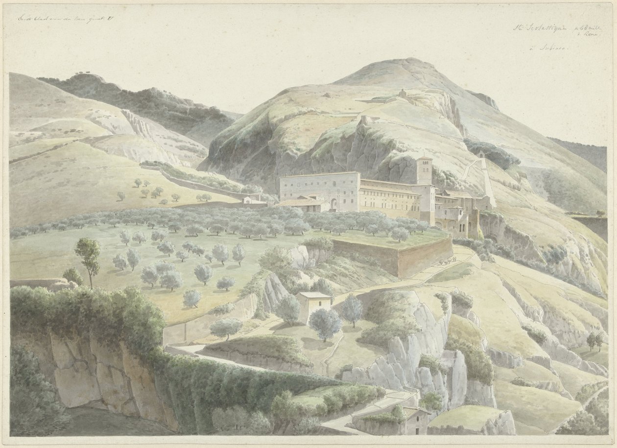Subiaco Manastırı ile Manzara by Josephus Augustus Knip