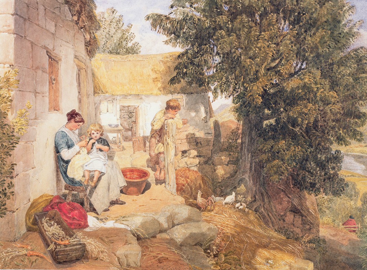 Symonds Yat yakınlarındaki kır evleri, 1825 by Joshua Cristall