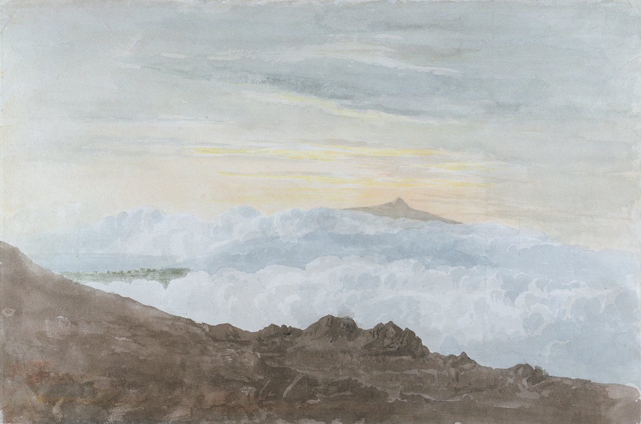 Bulutlu Dağlık Manzara, c.1803 (dokuma kağıt üzerinde grafit üzerinde wc) by Joshua Cristall