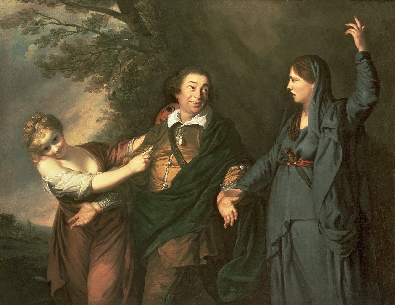 David Garrick (1717-79) Trajedi ve Komedi İlham Perileri arasında 1760-61 by Joshua Reynolds