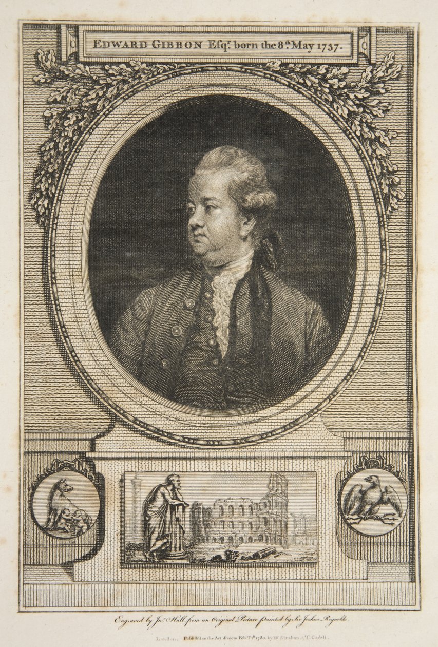 Edward Gibbon, Av., pub. 1730 (gravür) by Joshua (after) Reynolds