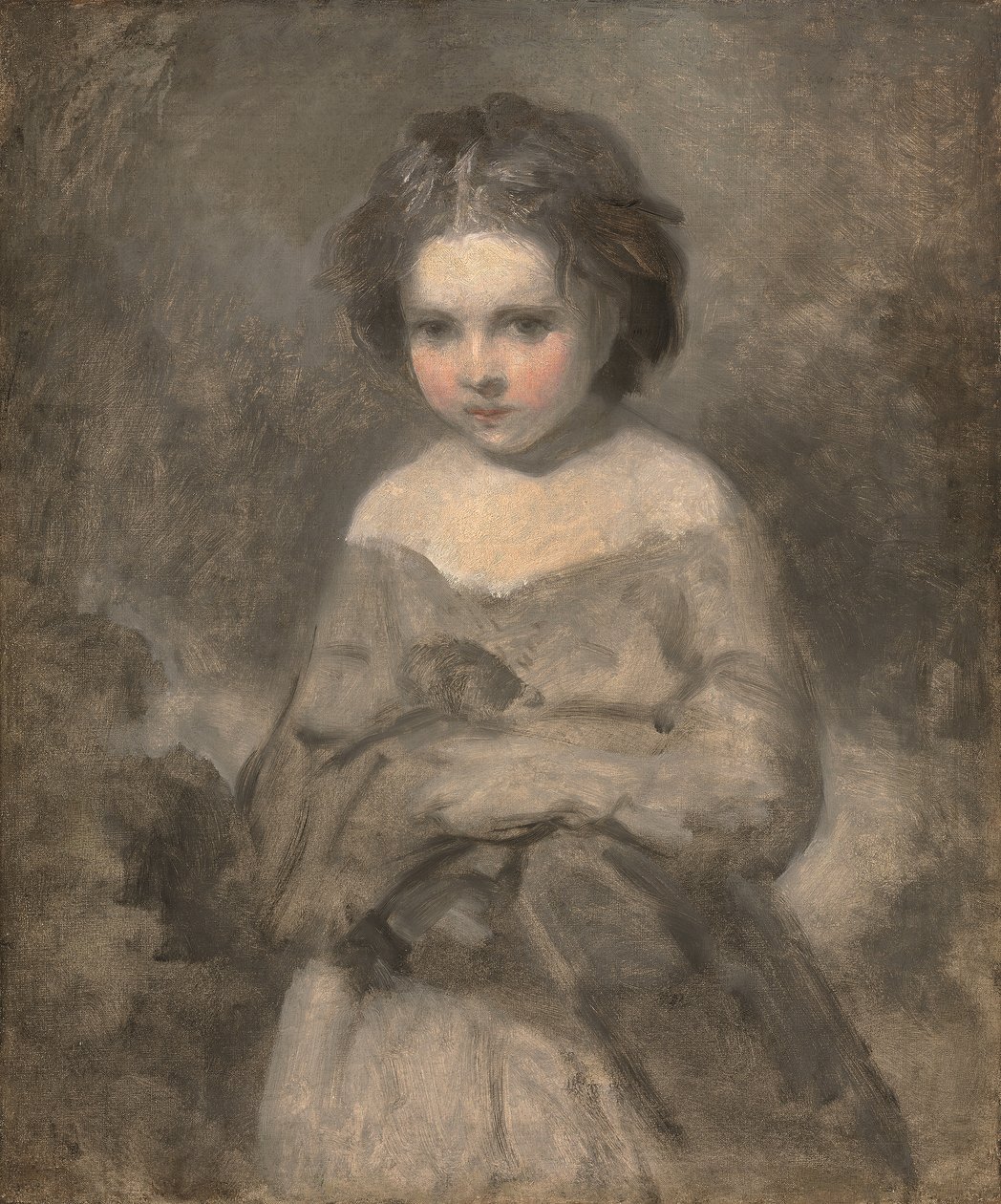 Genç bir kızın çalışması, yarım boy - bitmemiş (tuval üzerine yağlı boya) by Joshua (studio of) Reynolds