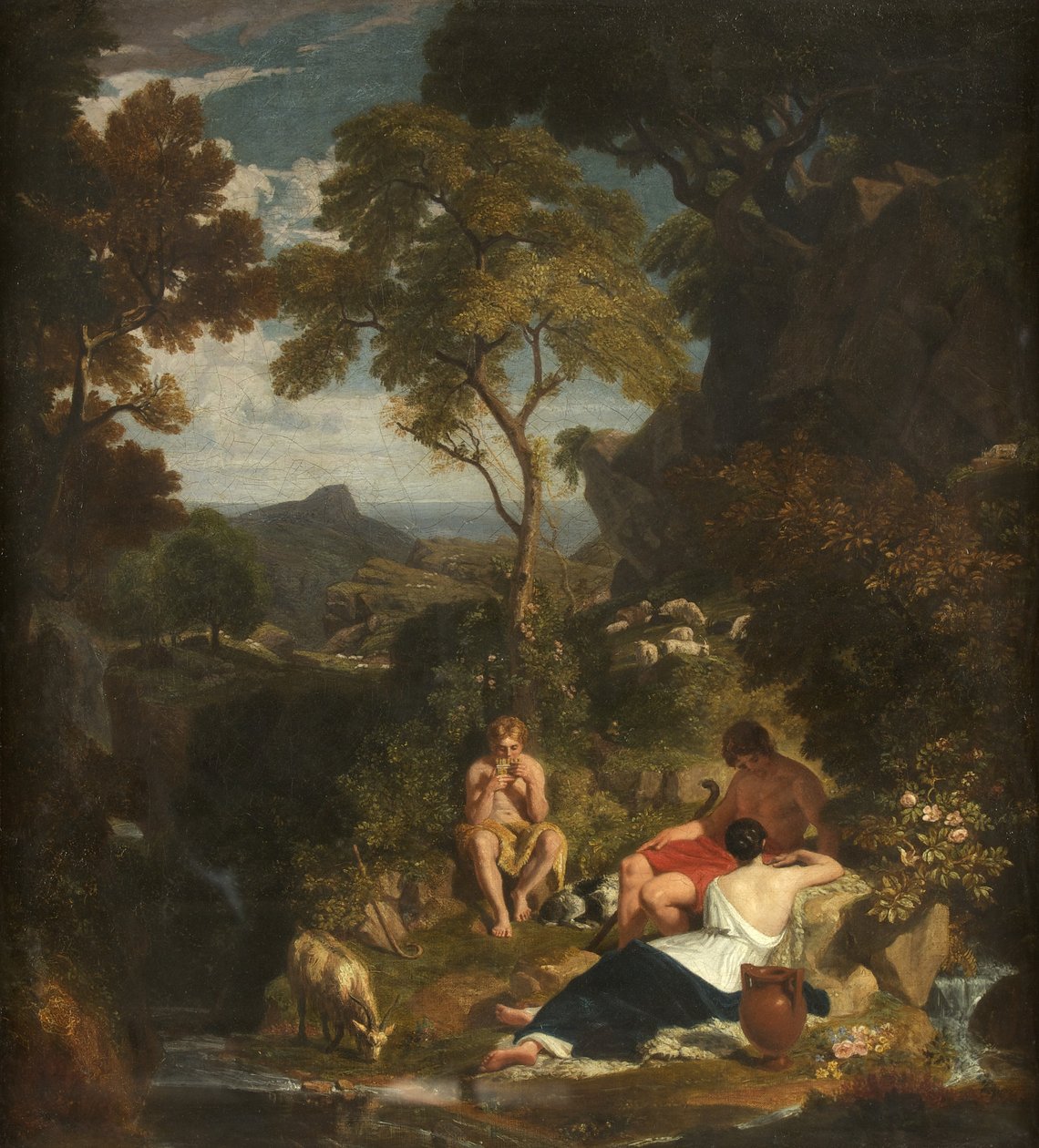 Arcadian Shepherds, 1824 dolayları (tuval üzerine yağlı boya) by Joshua Cristall