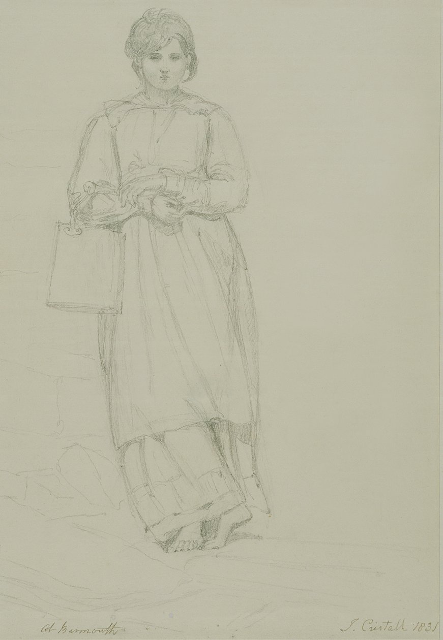 Süt Kutusu Tutan Genç Kız, 1831 (dokuma kağıt üzerine grafit) by Joshua Cristall