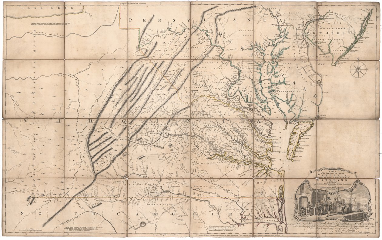 Fry ve Jefferson tarafından yazılan Virginia'nın Yerleşim Bölgesinin Haritası by Joshua & Jefferson Peter Fry
