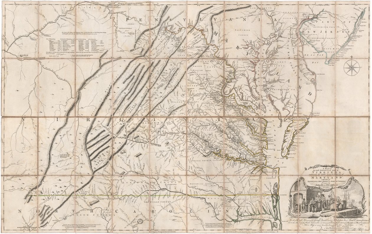 Fry ve Jefferson tarafından Virginia'nın en fazla yaşanılan bölgesinin haritası by Joshua & Jefferson Peter Fry