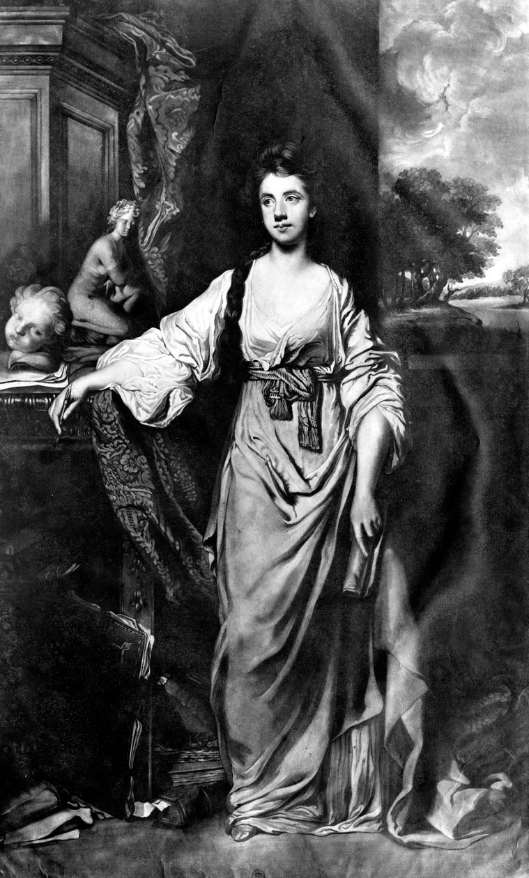 Anne Hussey Stanhope née Delaval, daha sonra Morris, Lady Stanhope, James Watson mezzotint tarafından oyulmuş by Joshua Reynolds