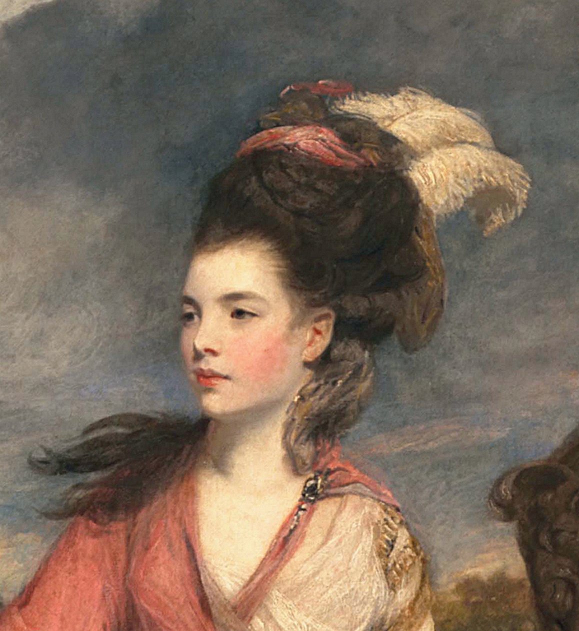 Jane Fleming, daha sonra Harrington Kontesi, c.1778-79, tuval üzerine yağlı boya, 373099 detayı by Joshua Reynolds