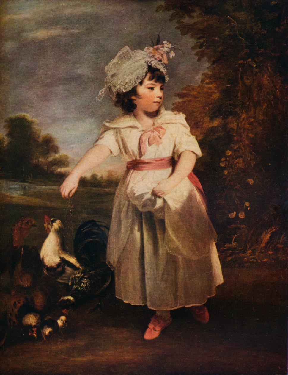 Leydi Catherine Pelham Clinton tavuklarını besliyor, 1781 1931 by Joshua Reynolds