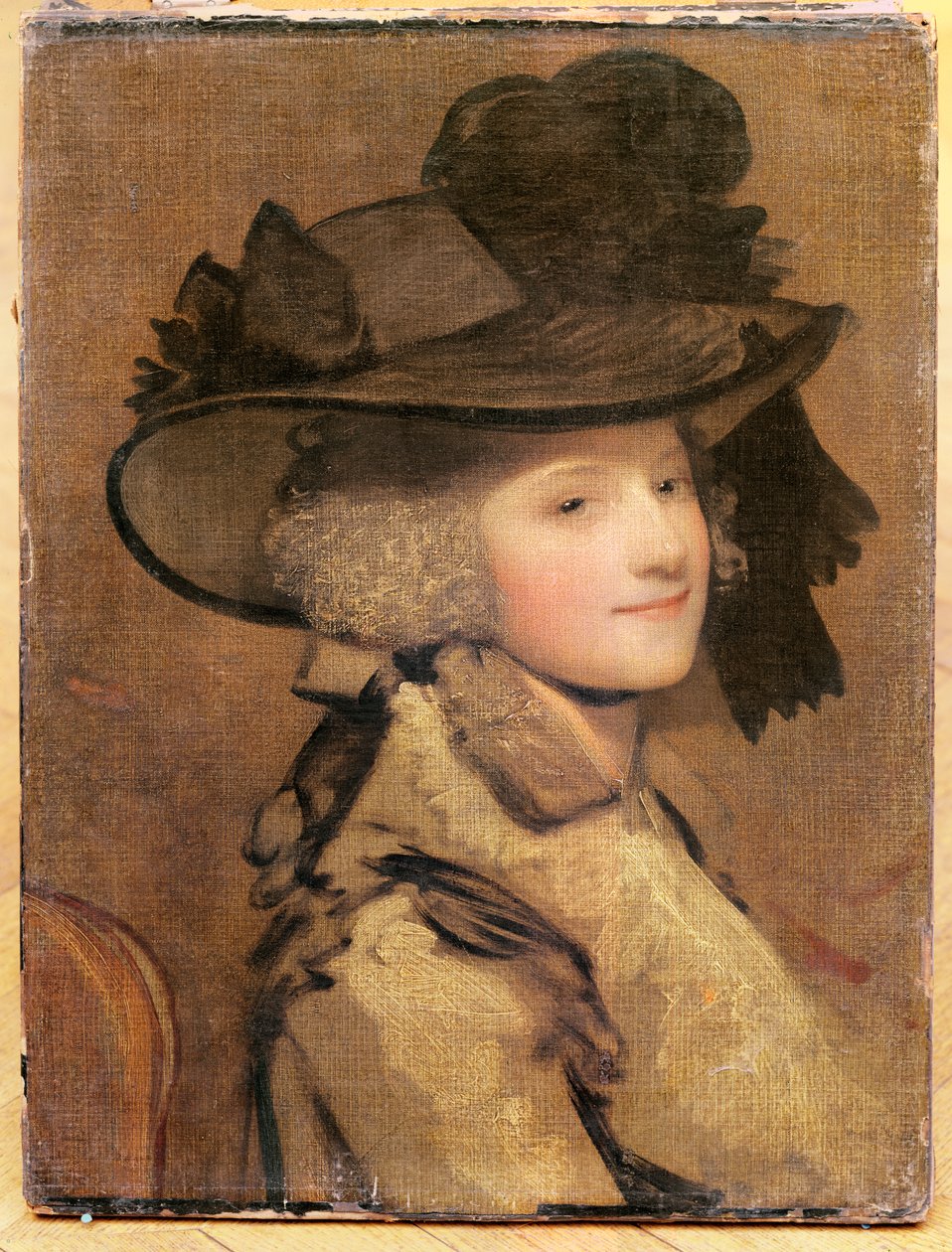 Siyah şapkalı bir kadın portresi by Joshua Reynolds