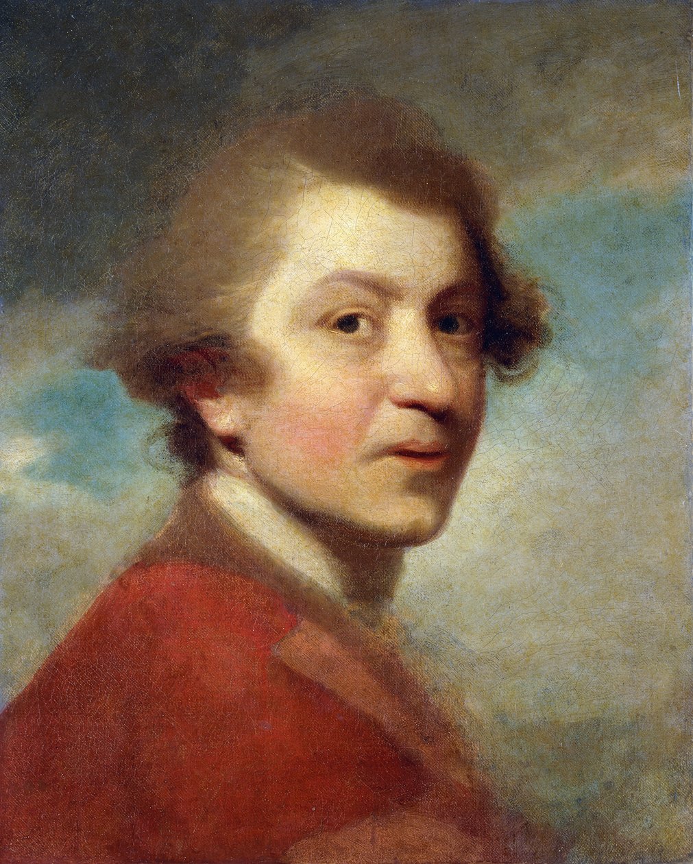 Sanatçının Portresi, Baş ve Omuzlar, Bir Kanun Doktorunun Kırmızı Elbisesi ve Beyaz Stok - Bitmemiş, by Joshua Reynolds