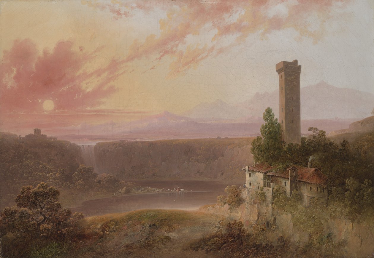 Gün Batımında Nemi Gölü manzarası, 1840-50 dolayları by Joshua H. Shaw