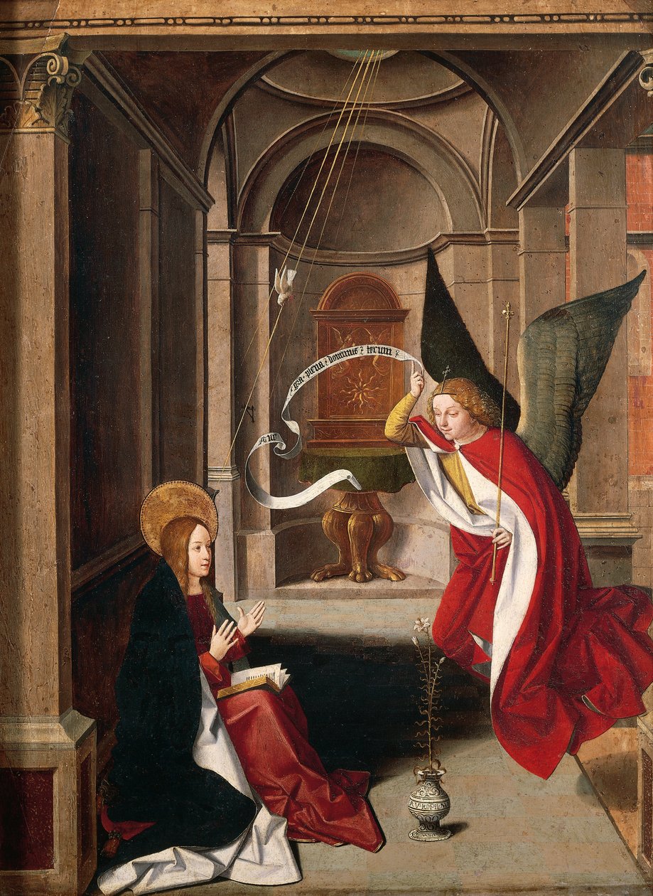 Müjde, Josse Lieferinxe (1508'den önce öldü), detay by Josse (fl.1493 1508) Lieferinxe