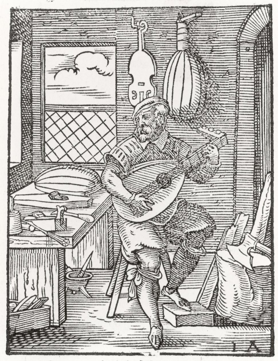 Enstrüman Üreticisinin Atölyesi, c.1570 by Jost Amman
