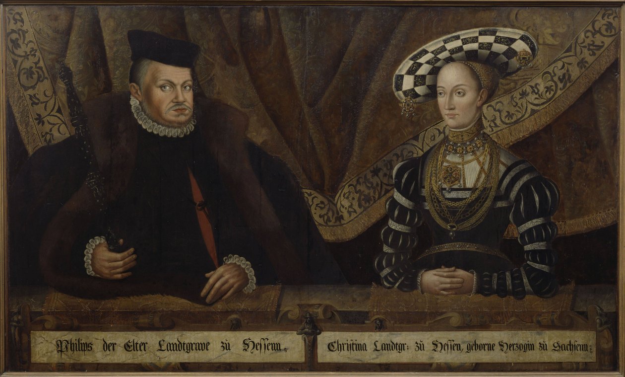 Philip the Magnanimous ve eşi Christine, née Saksonya Dükü