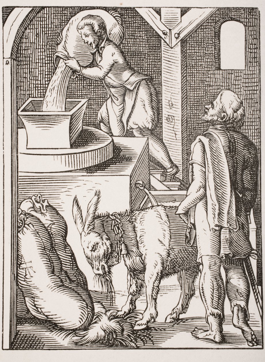 Değirmenci. Jost Amman'ın 16. yüzyıl gravürünün 19. yüzyıl reprodüksiyonu by Jost (after) Amman