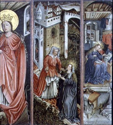 Ziyaret, poliptiğin sağ orta paneli (panel) by Jost (attr. to) Amman