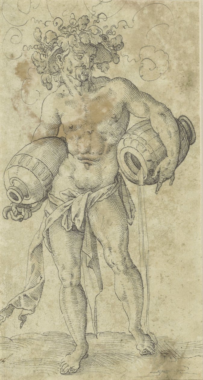 Asma sarılı şapkalı çıplak adam by Jost Amman (possibly)