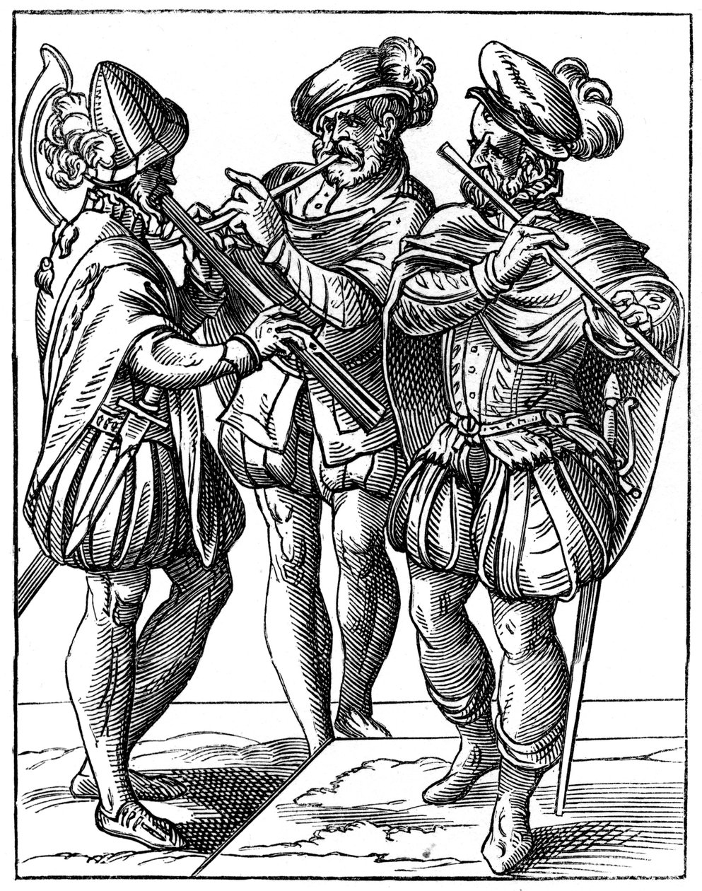 Flüt ve kornet çalanlar, 16. yüzyıl 1849. by Jost Amman
