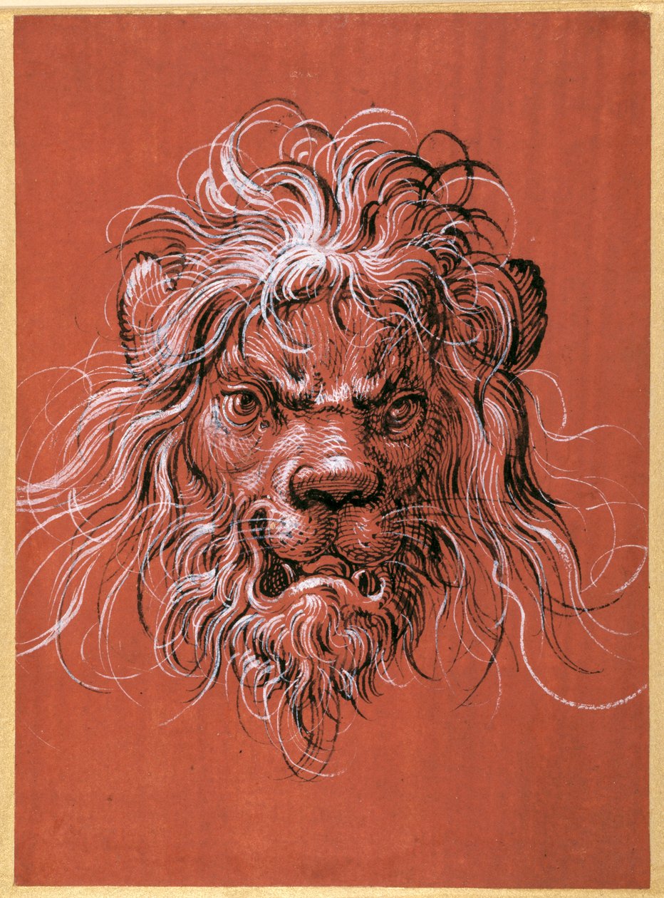 Aslan Başı (kağıt üzerine guajlı kalem ve mürekkep) by Jost Amman
