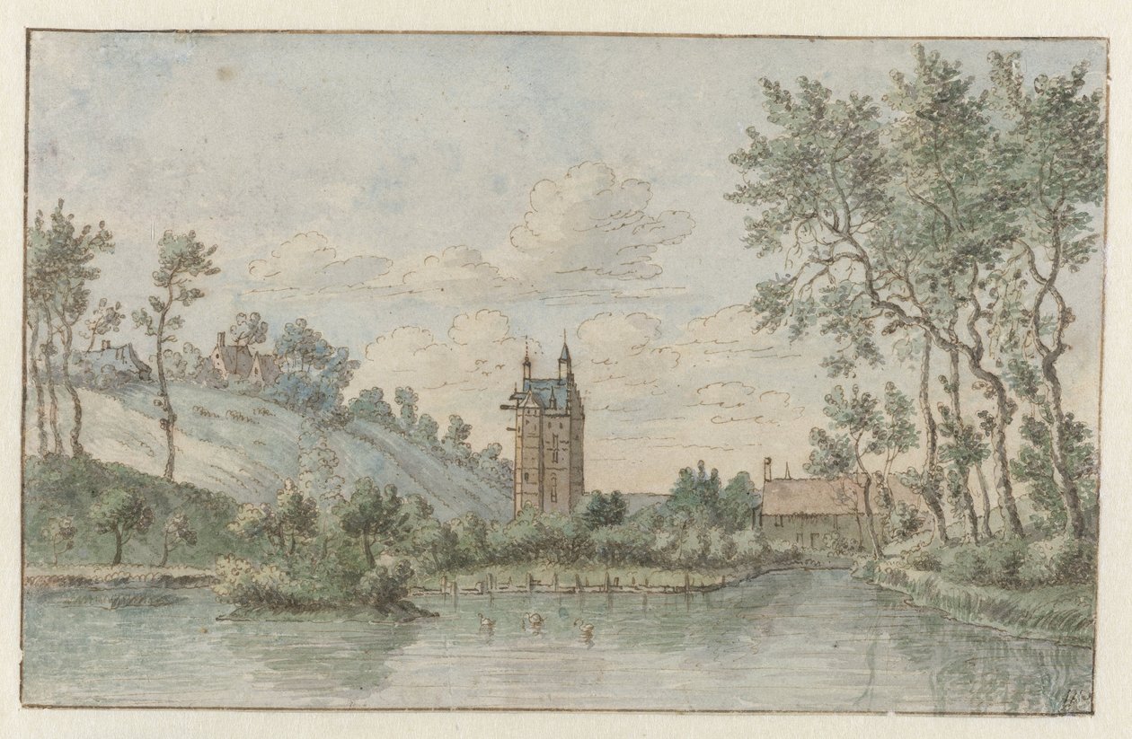 Brüksel yakınlarındaki Huis Kluys ile manzara by Josua de Grave (attributed to)