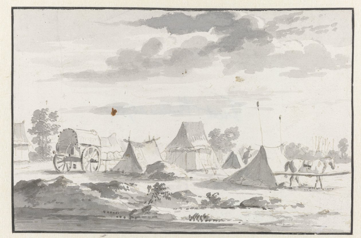 Leuven yakınlarındaki Willem III Ordusu'nun bir karargahının görünümü by Josua de Grave (circle of)