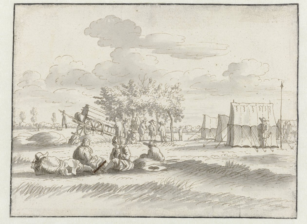 Leuven yakınlarındaki Willem III Ordusu'nun bir karargahının görünümü by Josua de Grave