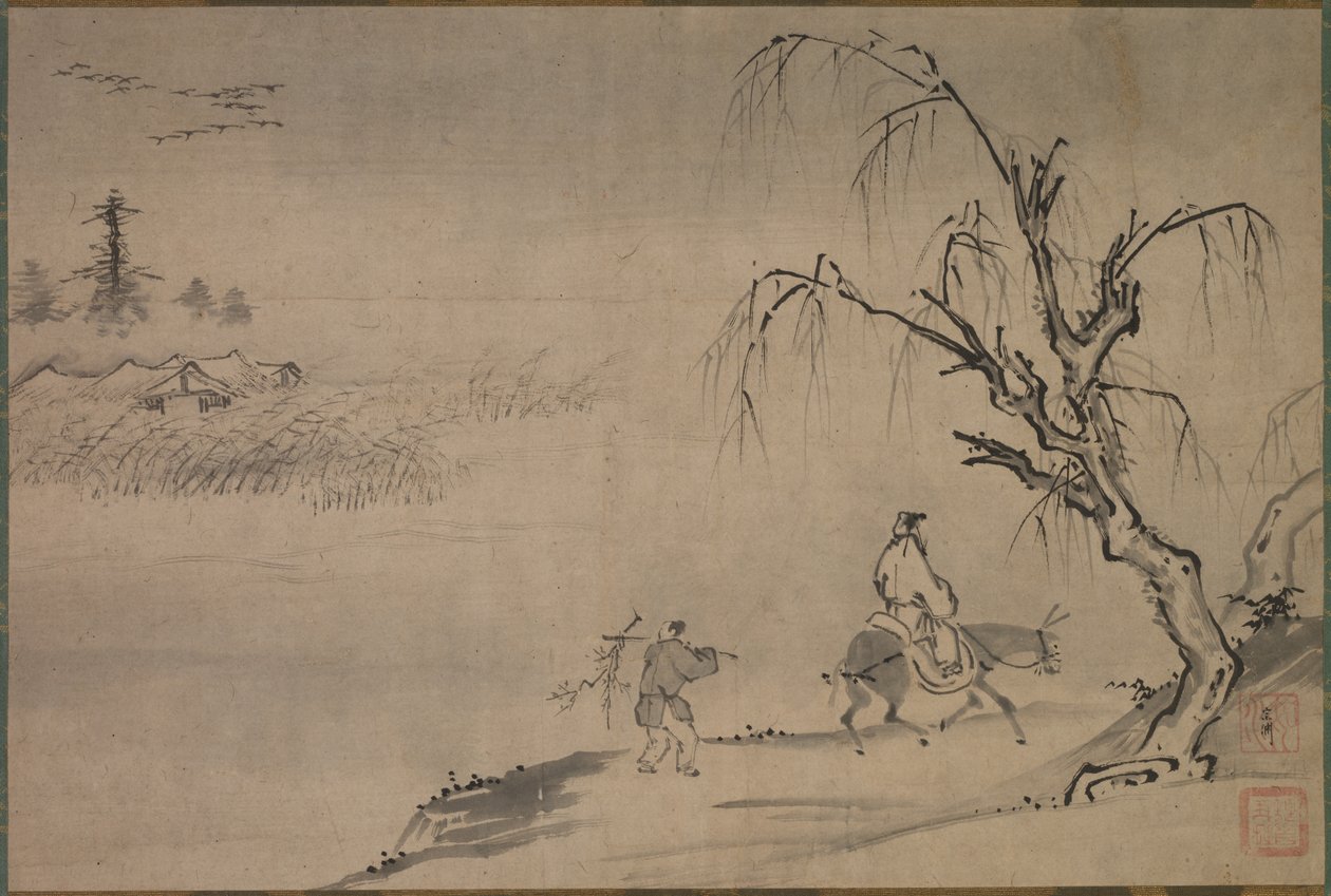 Bir Sonbahar Manzarasında Çinli Okuryazar by Josui Sōen