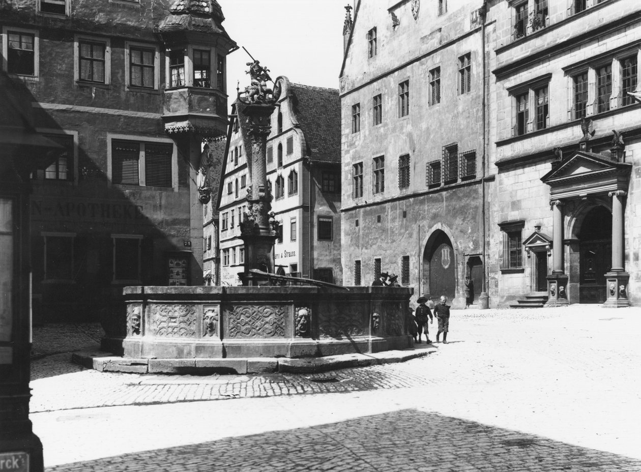 St. Georgs Brunnen, Rothenburg ob der Tauber, c.1910 by Jousset