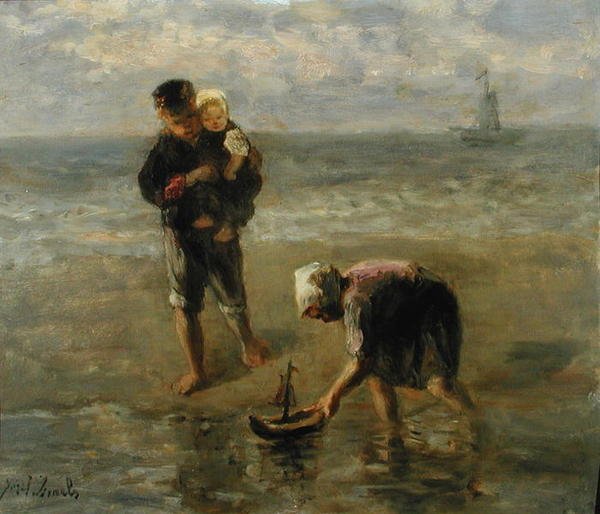 Teknenin Başlatılması by Jozef  Israels
