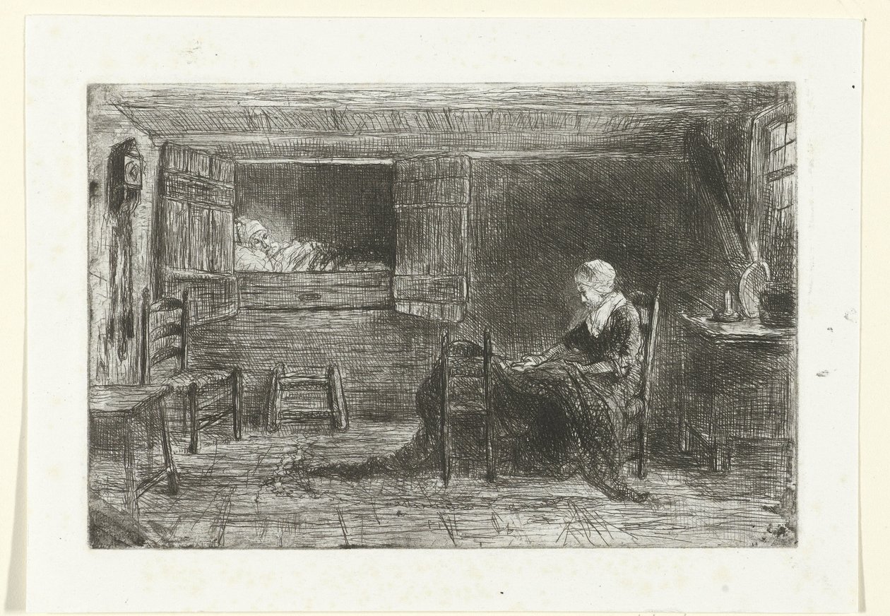 Bir iç mekanda iki figür by Jozef Israëls (possibly copy after)