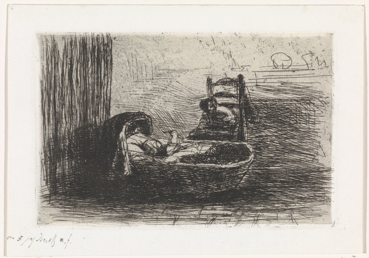 çocuk ağırlığında by Jozef Israëls (signed by artist)
