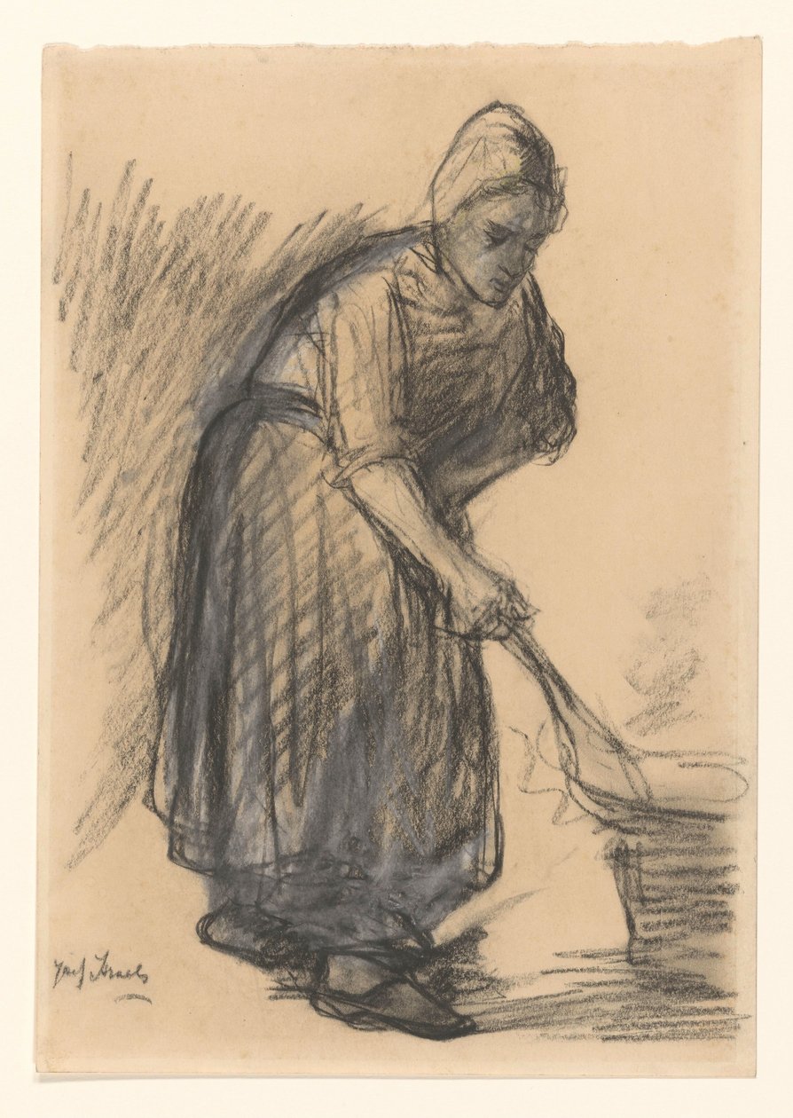 Ateşte bir tava tutan çiftçi by Jozef Israëls