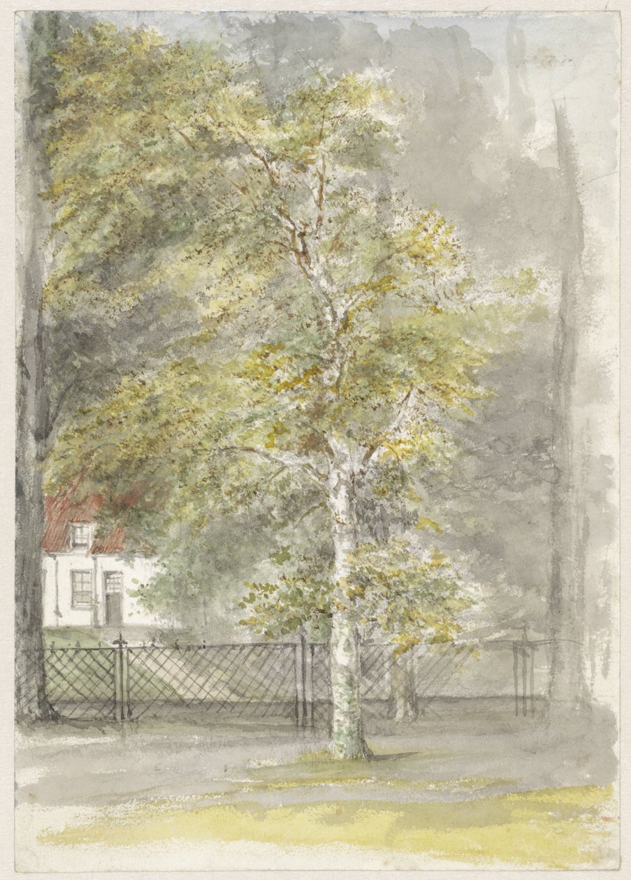 Bir kır evinin çitinin önünde ağaç by Jozef Israëls