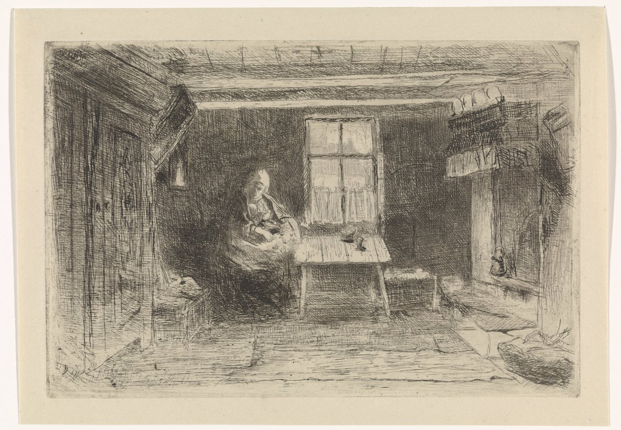 Anne ve çocuk ile iç by Jozef Israëls