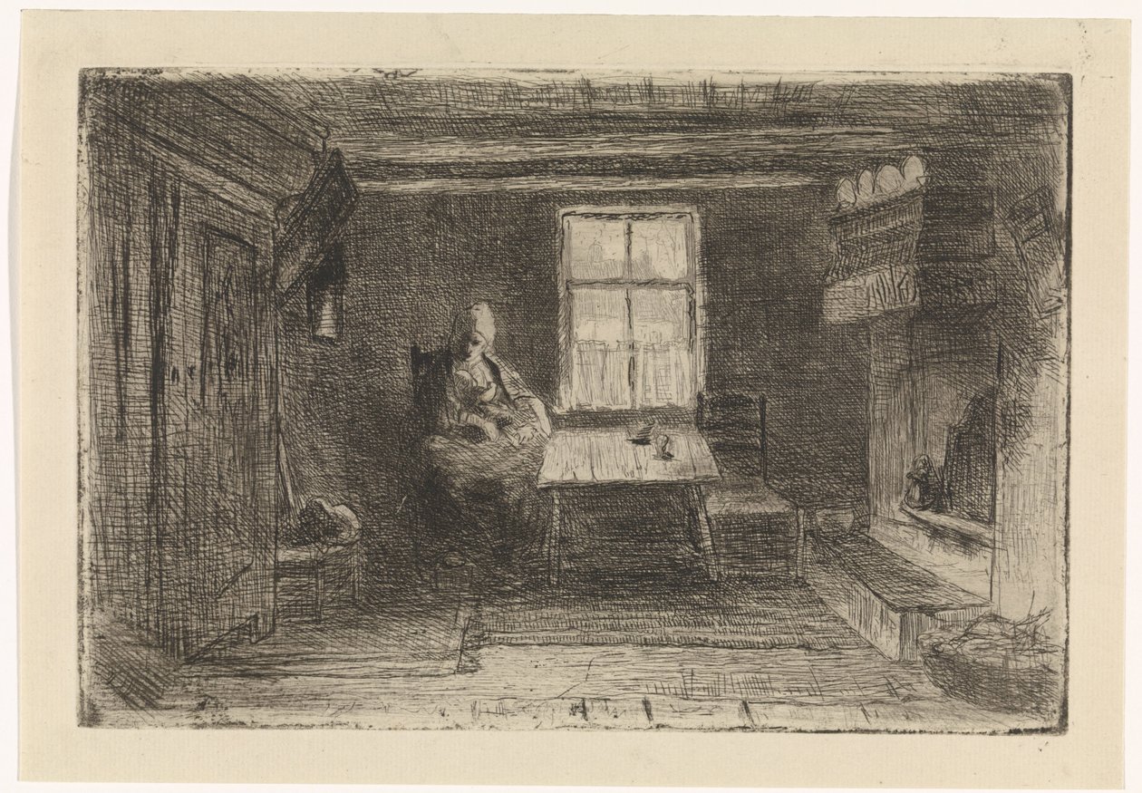 Anne ve çocuk ile iç by Jozef Israëls