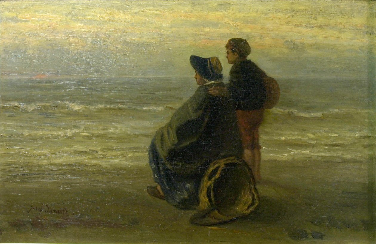 Deniz kıyısında anne ve çocuk by Jozef Israëls
