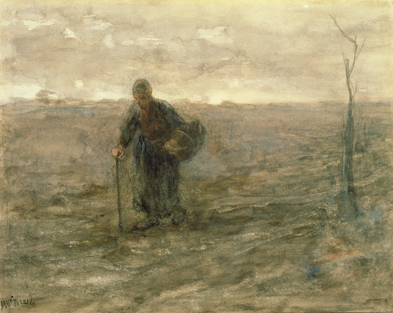 Heath üzerinde yaşlı kadın by Jozef Israëls