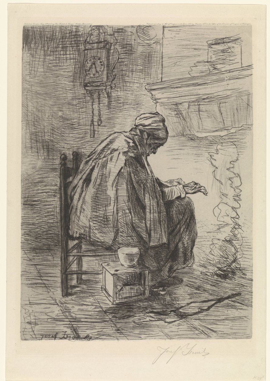 Ocağın yanında yaşlı kadın by Jozef Israëls