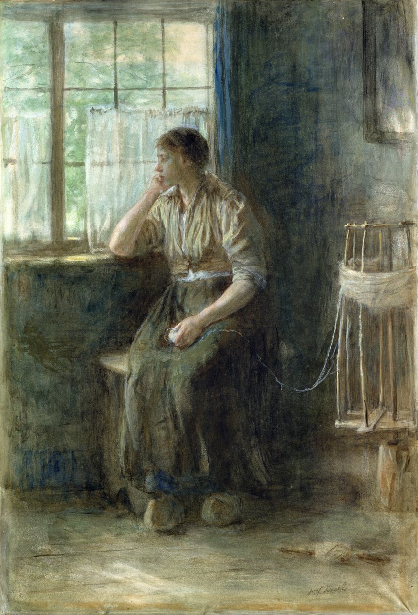 Penceredeki Kadın (karton üzerine klozet) by Jozef Israëls