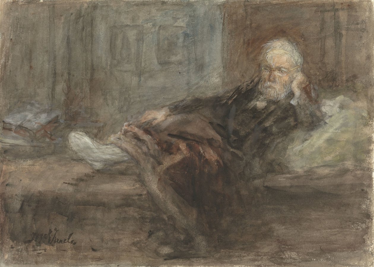 Hasta ayak ile kendi kendine portre by Jozef Israëls